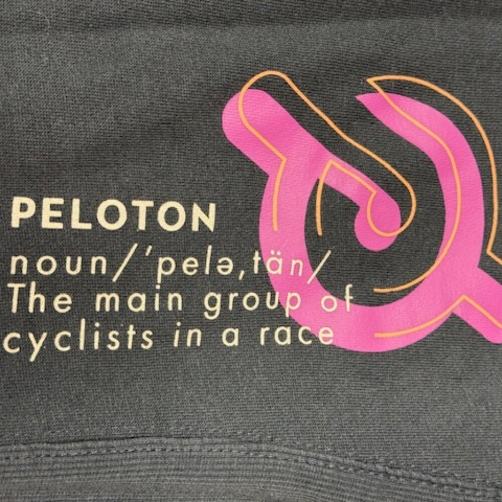 PELOTON ultimate fleece full zip hoodie black charcoal logo tie dye Sz Small - Picture 10 of 11